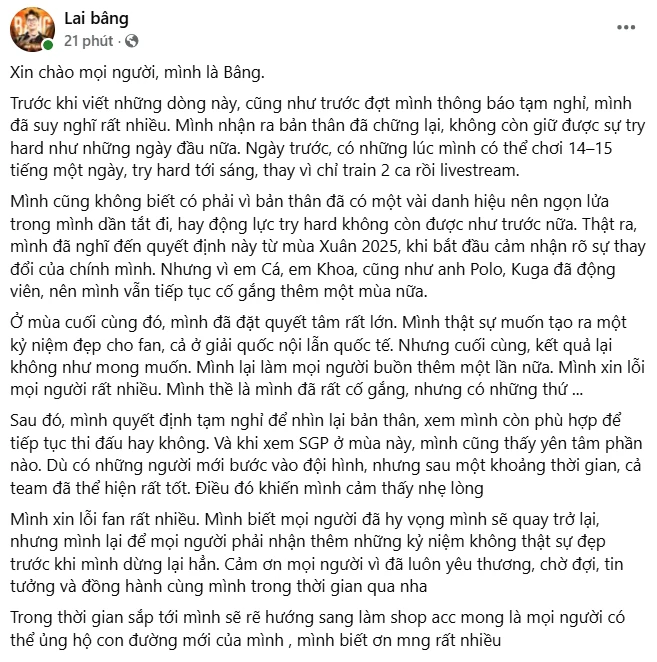 Sự mệt mỏi và áp lực là điều khó tránh khỏi đối với những tuyển thủ thi đấu đỉnh cao trong thời gian dài